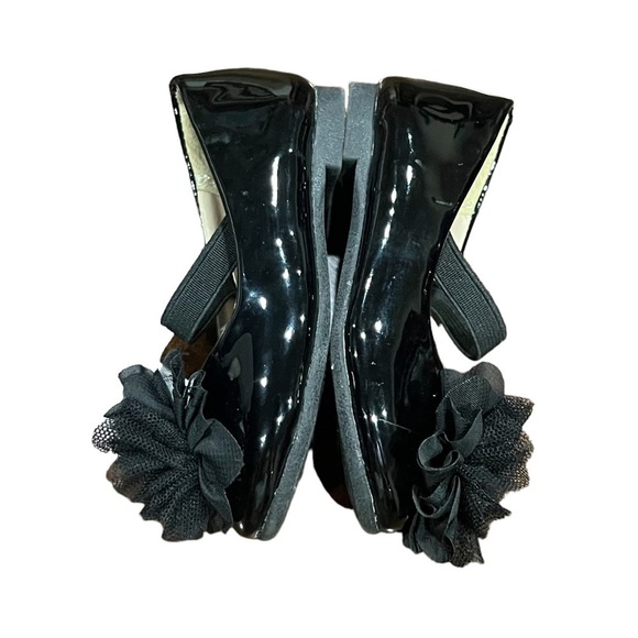 Children’s Place Black Patent Bow Ballet Flats Size 4 Baby Girl - Picture 6 of 9